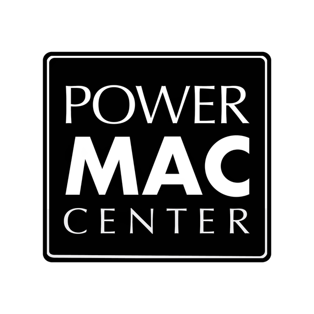 Power Mac Center logo: white text on black square.
