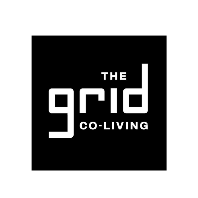 White The Grid Co-Living logo.