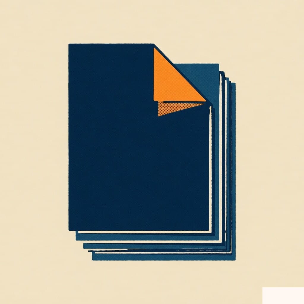 Flat illustration of a stack of navy instruction documents with an orange folded corner.