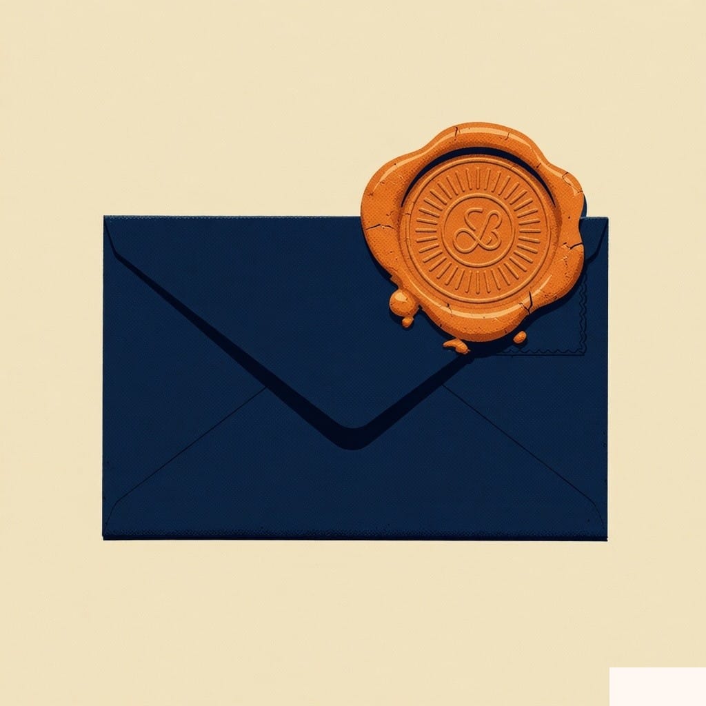 Flat illustration of a sealed message representing an automated reply.