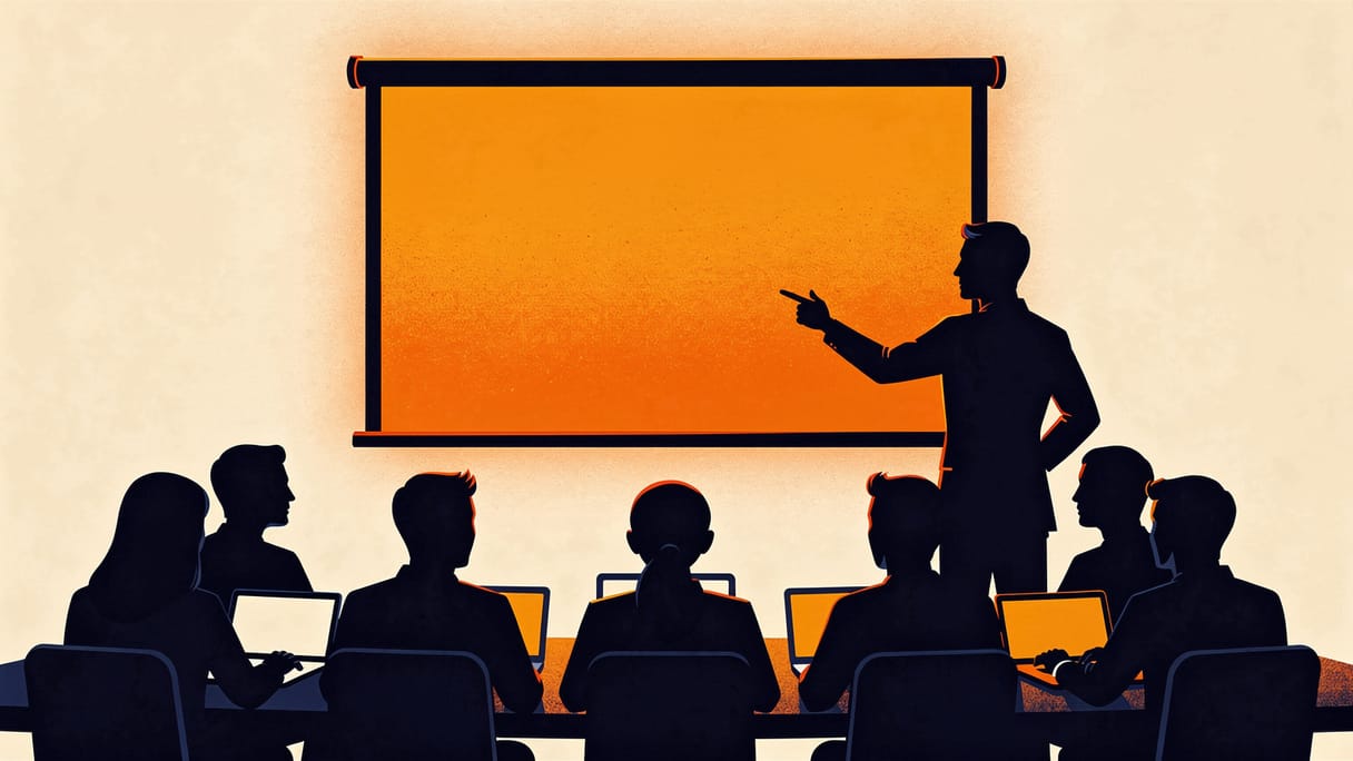 Illustration of a facilitator training a team.