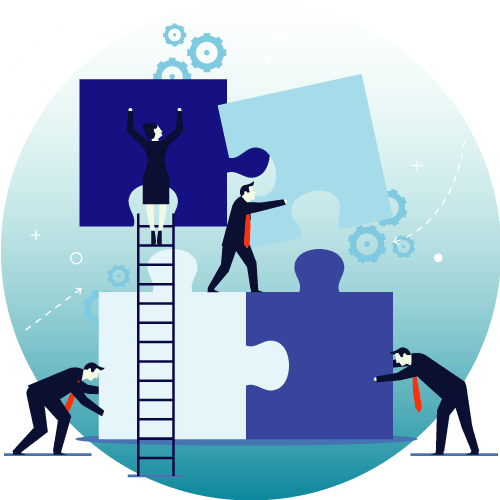 Illustration of company values shaping the online market presence