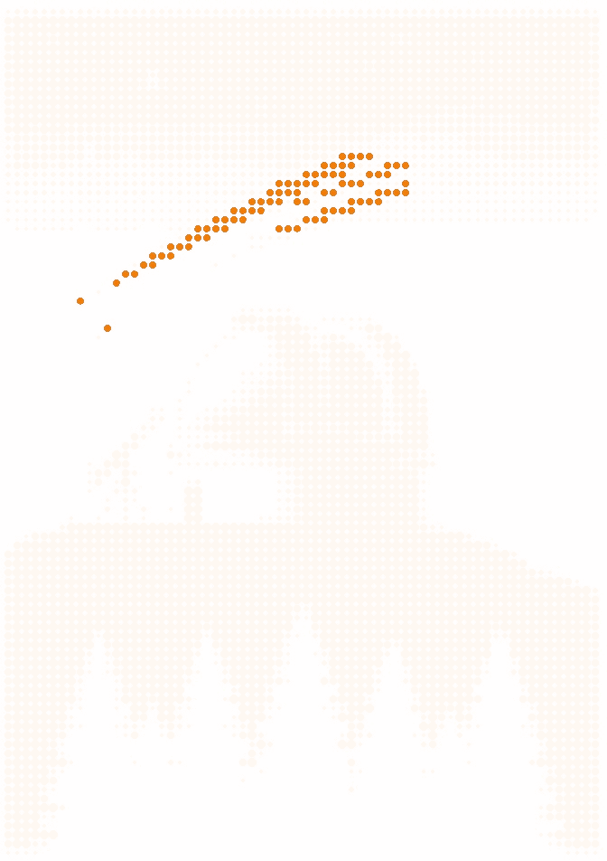 Halftone illustration of an observatory dome on a hill with its telescope open to the sky and an orange comet overhead