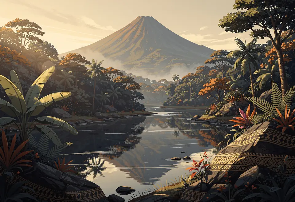 Mount Apo rising over the rainforest of Davao, Mindanao